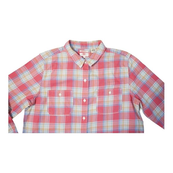 Levi’s Pink and White Men Boyfriend Fit Lightweight Long Sleeve Shirt Size Large - Picture 2 of 5